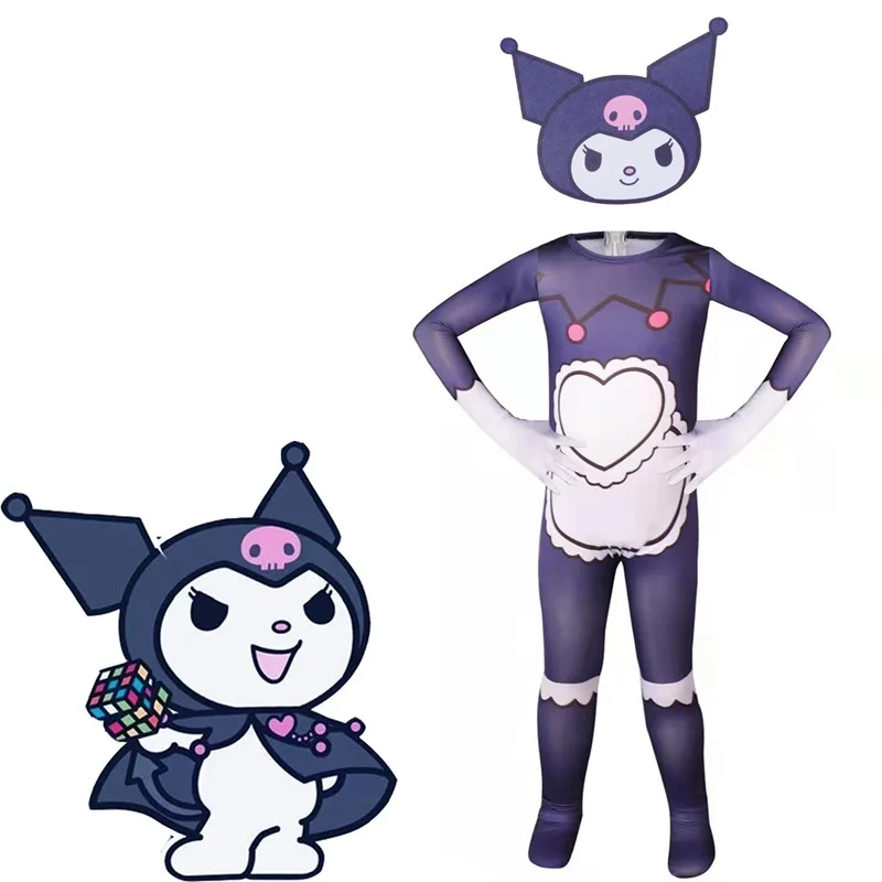 

2022 New Kawaii Sanrioed Anime Halloween Cosplay Girls Kuromi Stage Costumes Cute Cartoon Kuromi Costumes Kids Toy Holiday Gifts