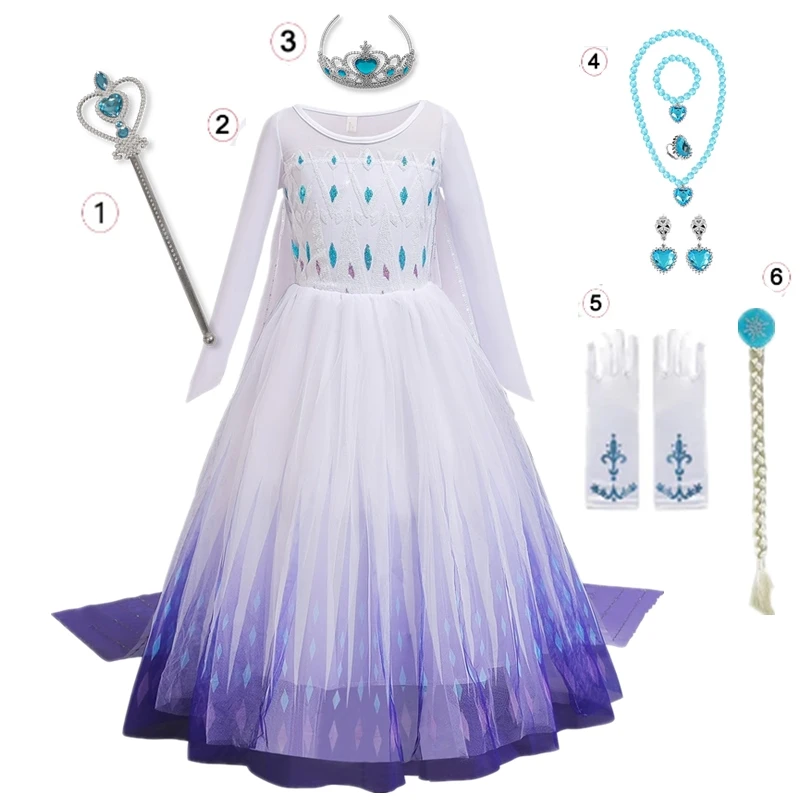 

New Fantasia Elsa Dress for Girl Princess White Sequined Mesh Ball Gown Carnival Clothing Kid Cosplay Snow White Halloween Dress