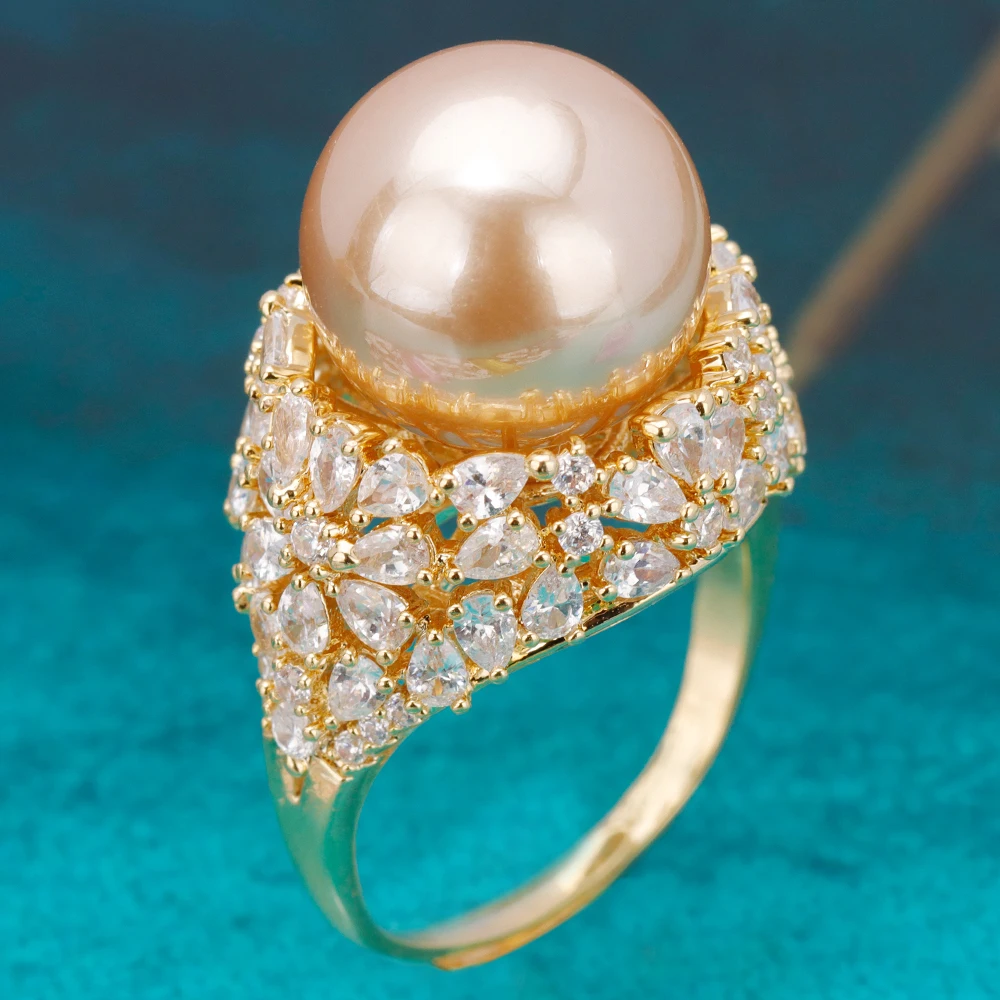 

Женское кольцо с искусственным жемчугом, 14 мм