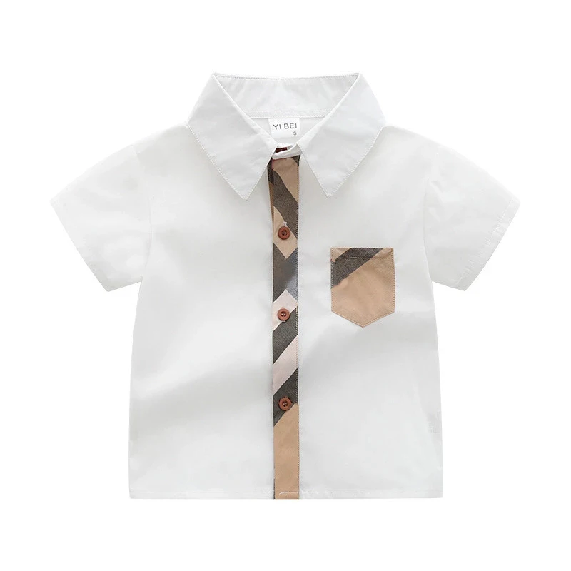 

Fashion Boys Shirt New Plaid Striped Style Kids Shirts Children's Cotton Clothes Baby Boy Girls Short Sleeve Shirt Tops
