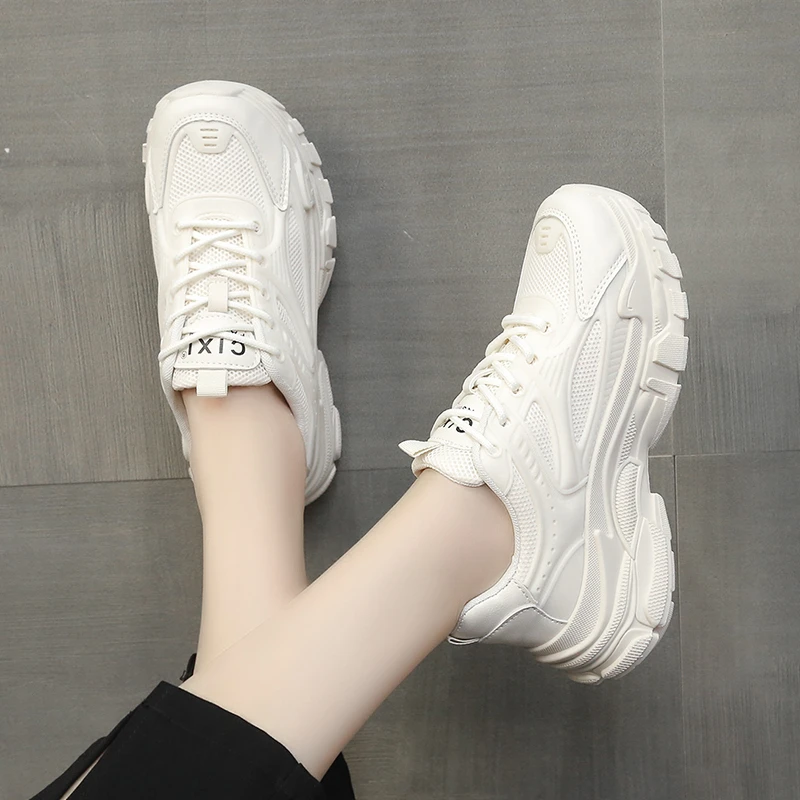 

Ladies Shoes 2023 Fashion Chunky Sneakers Women's Vulcanize Shoes Summer Women Sneakers Mesh Lace Up Sport Shoes Women Zapatos