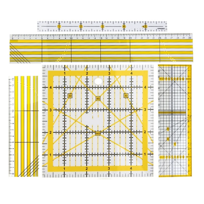 

Template Drafting Ruler Practical Acrylic Quilting Ruler Fabric Cutting Ruler with Double Colored Grid Lines for Sewing 896C