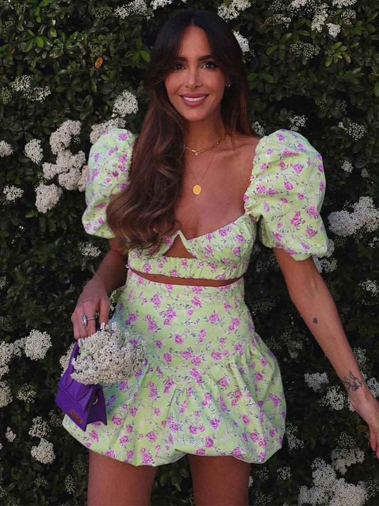 Летние комплекты из 2 предметов с цветочным принтом женские наряды сексуальный