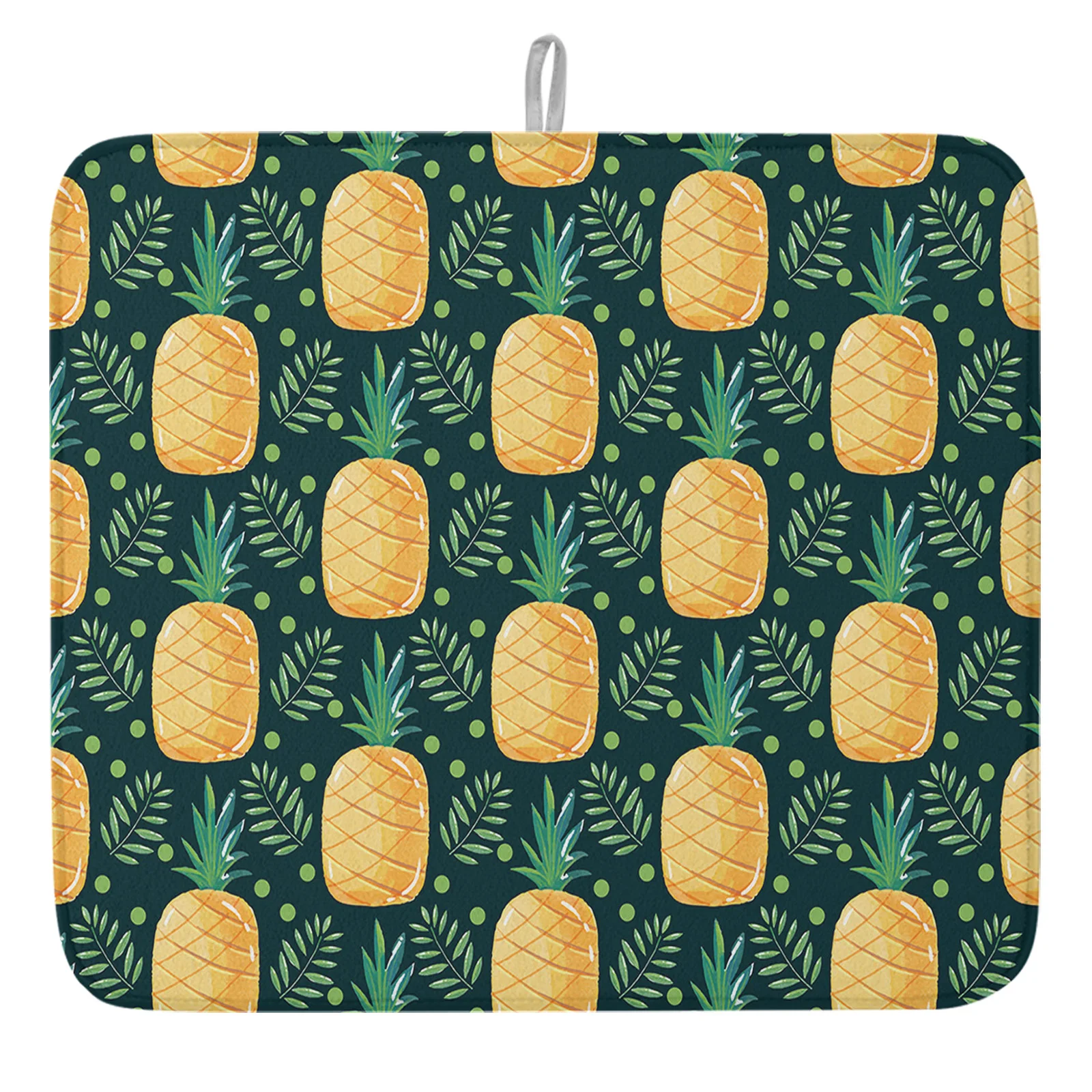 

Желтый лист ананаса, коврик для сушки посуды, кухонная раковина, обеденный стол, коврик, столовая посуда, набор для кофе, впитывающая вода, до...