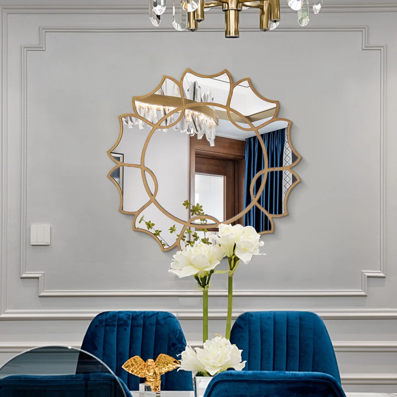 

Элегантное клеевое настенное зеркало, необычное большое зеркало нордика макраме, дизайнерское подвесное стекло, украшение дома