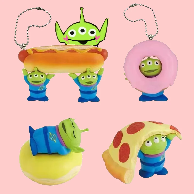 

Kawaii Disney Toy Story Alien Doll Pendents New Cartoon Doughnut Simulation Model Ornaments Diy Micro Scene Decor Dolls Supplies