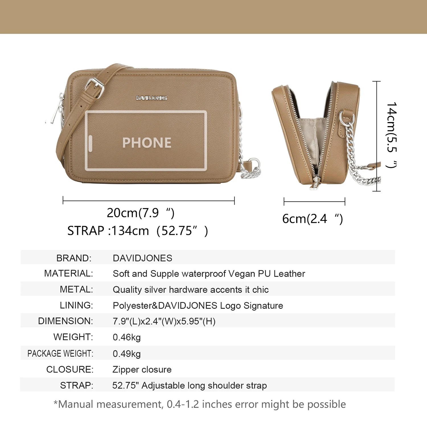 Женская деловая сумка через плечо New David Jones модные Водонепроницаемые Сумки из
