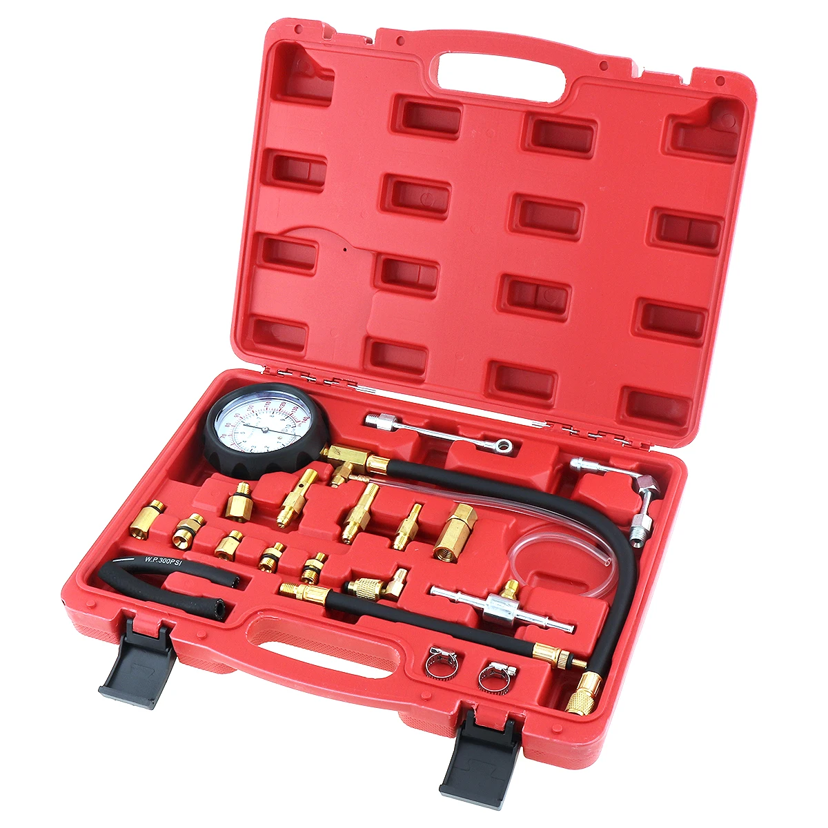 TU-114 0-140PSI 0-10 Bar Portable Compression Fuel Injection Pressure Diagnostic Tester Tools Kit with Safety Valve Drain Hose
