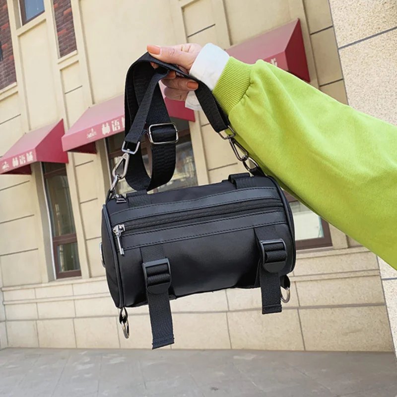 

Fashion Unisex Crossbody Bags Shape Cylinder Shoulder Bag PU Leather Messenger Handbag Bags Street Hip-hop Tools Handbag