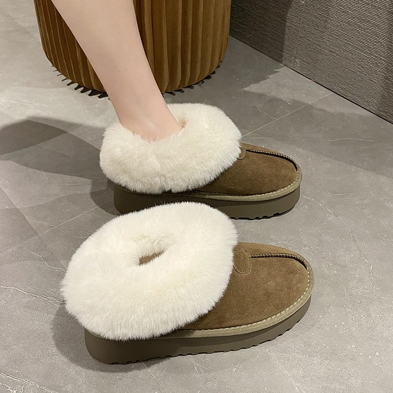Women's snow boots new winter cashmere thickened warm short tube cotton shoes
