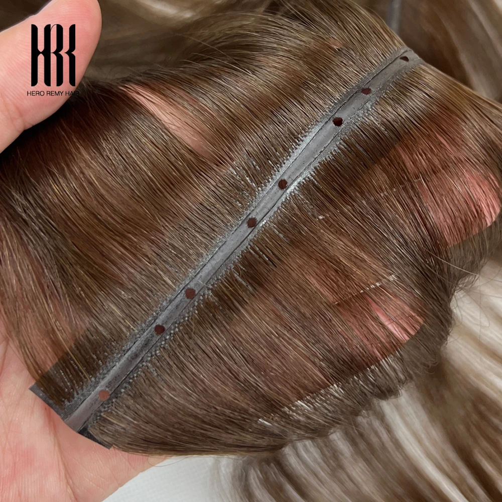 Фото Двусторонние инъекционные накладные пряди Butterfly Weft 100 г, натуральные человеческие волосы Remy, ручная работа, невидимая лента, натуральные, для белых женщин №1