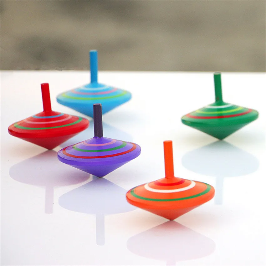 

3Pcs Child Classic Toy Traditional Wooden Baby Toys Rotating Multicolour Wooden Spinning Top Gyroscope Toy