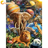 chenistory colorful animals painting by numbers elephant painting on canvas digital picture by numbers for home decor living roo