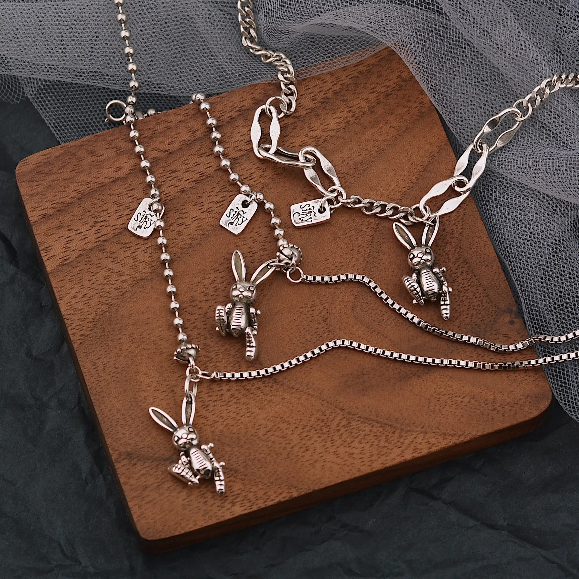 

925 Sterling Silver Punk Vintage Rabbit Chain Choker Necklace for Women Men Trendy Fine Jewelry Party Birthday Gift Accessories