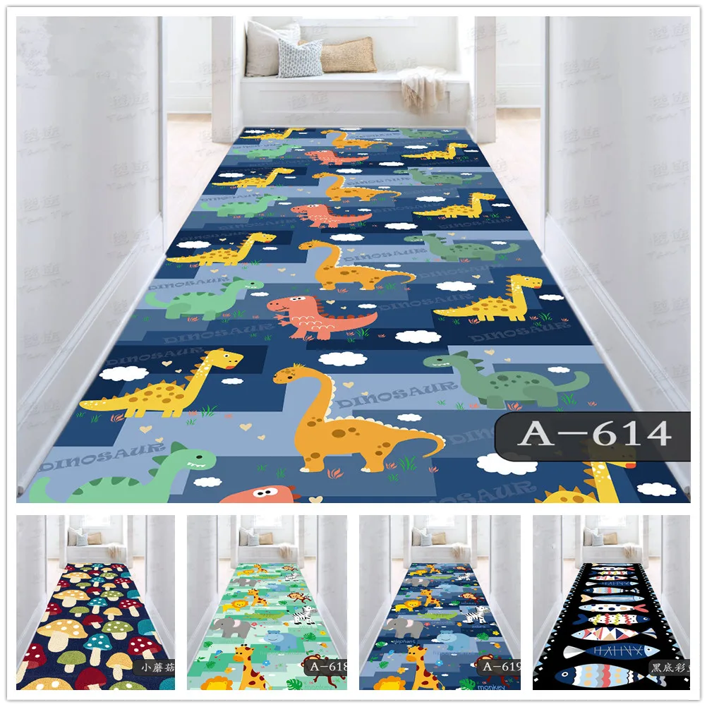 

Cartoon Kids Playing Carpet Dinosaur Deer Animal Living Room Rug Long Hall Corridor Mat Home Decor Area Rug Bedroom Floormat