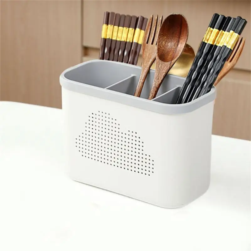 

Kitchen Double Layer Drain Chopsticks Storage Racks Multifunction Hollow Drainer Knife Holder Simple Tableware Storage Organizer