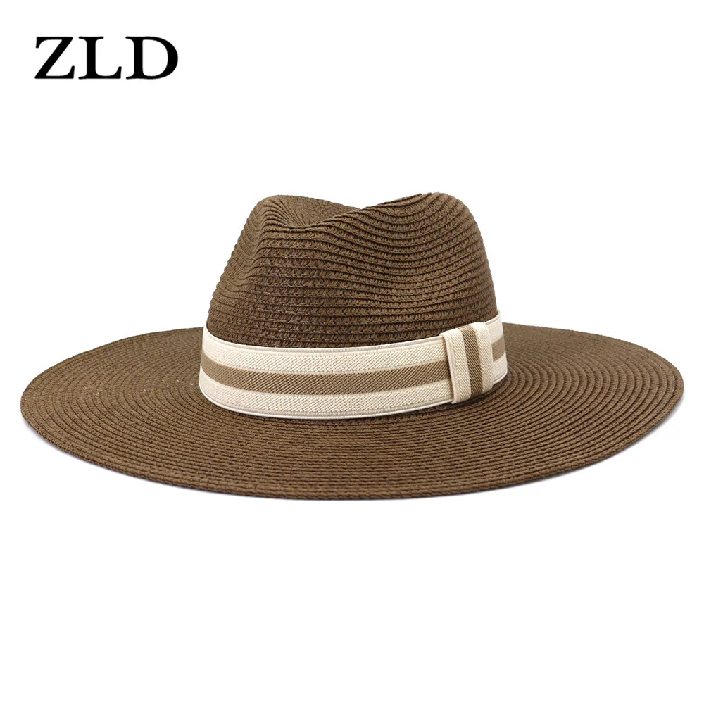 

ZLD Straw Hat Sun Hat Simple British Style Hat Spring and Summer Outdoor Sun Hat Seaside Sunscreen Beach Hats for Women and Men