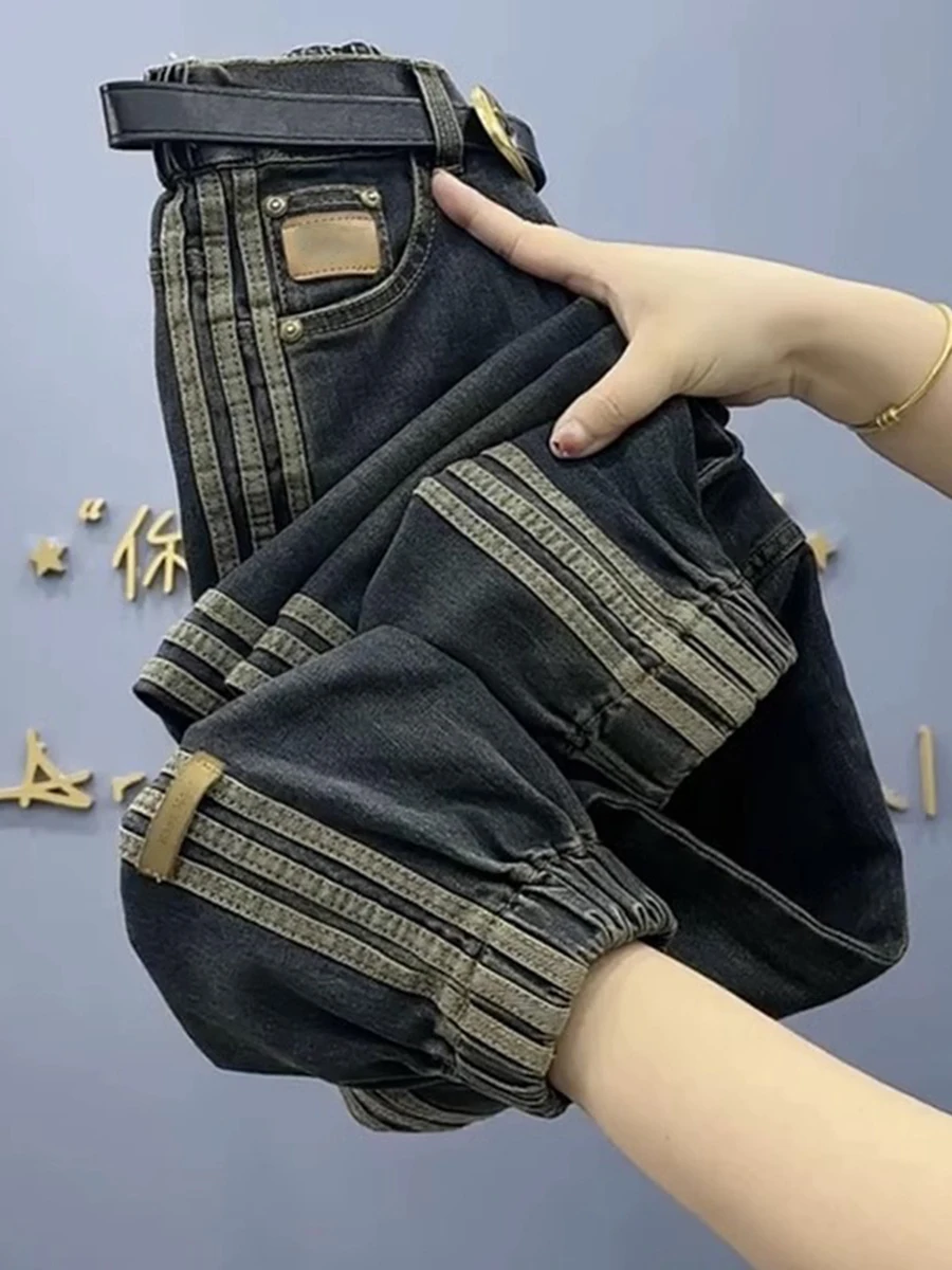 Y2k Women’s Jeans Plus Size Women’s Dress Foot Radish Pants Slimming Harlan Cargo Nine Point Denim Pants High Waist Stretch Y2k Women’s Jeans Plus Size Women’s Dress Foot Radish Pants Slimming Harlan Cargo Nine Point Denim Pants High Waist Stretch