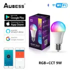 Смарт светильник ПА светодиодная AUBESS, 9 Вт, WiFi, Bluetooth, B22, E27, RGB, работает с AlexaGoogle Home, 85-265 в