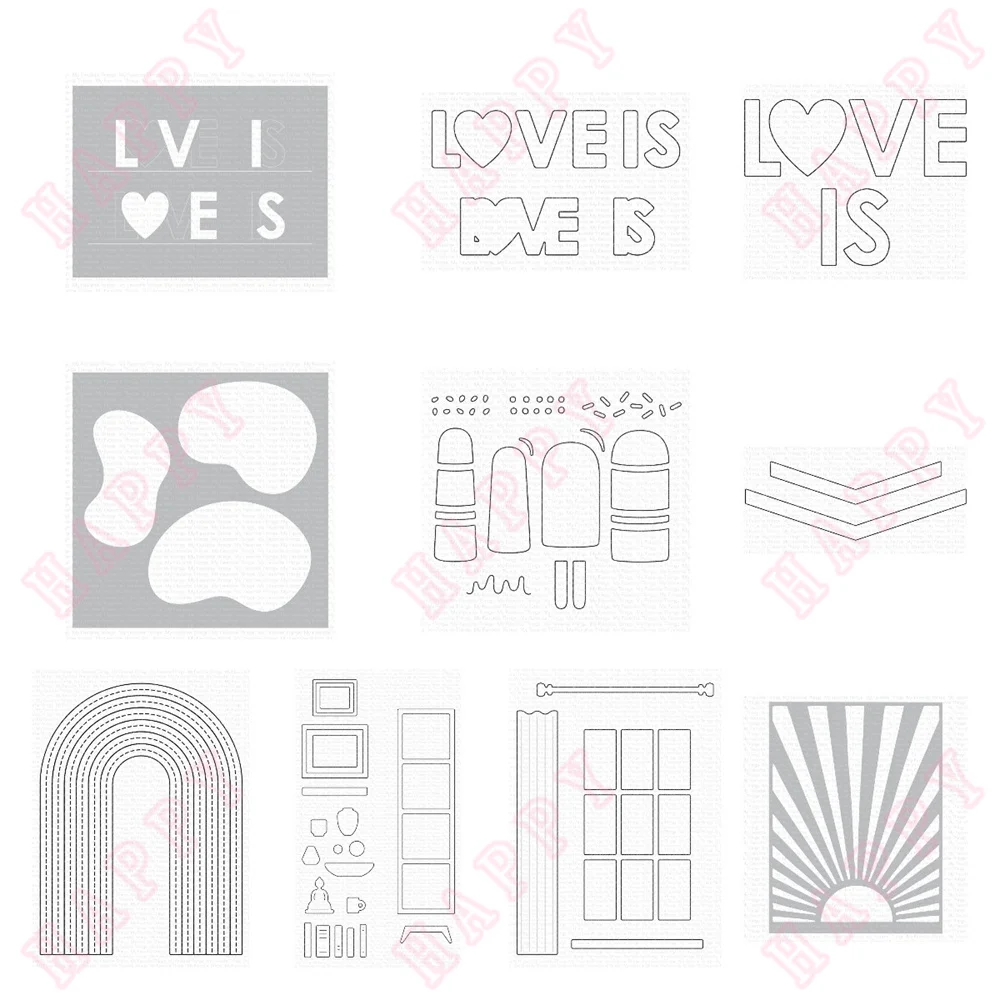 

New There is a Rainbow Love on the Edge of the Pool Metal Cut Die and Stencil Scrapbook Diy Embossing Craft Photo Cards Handmade