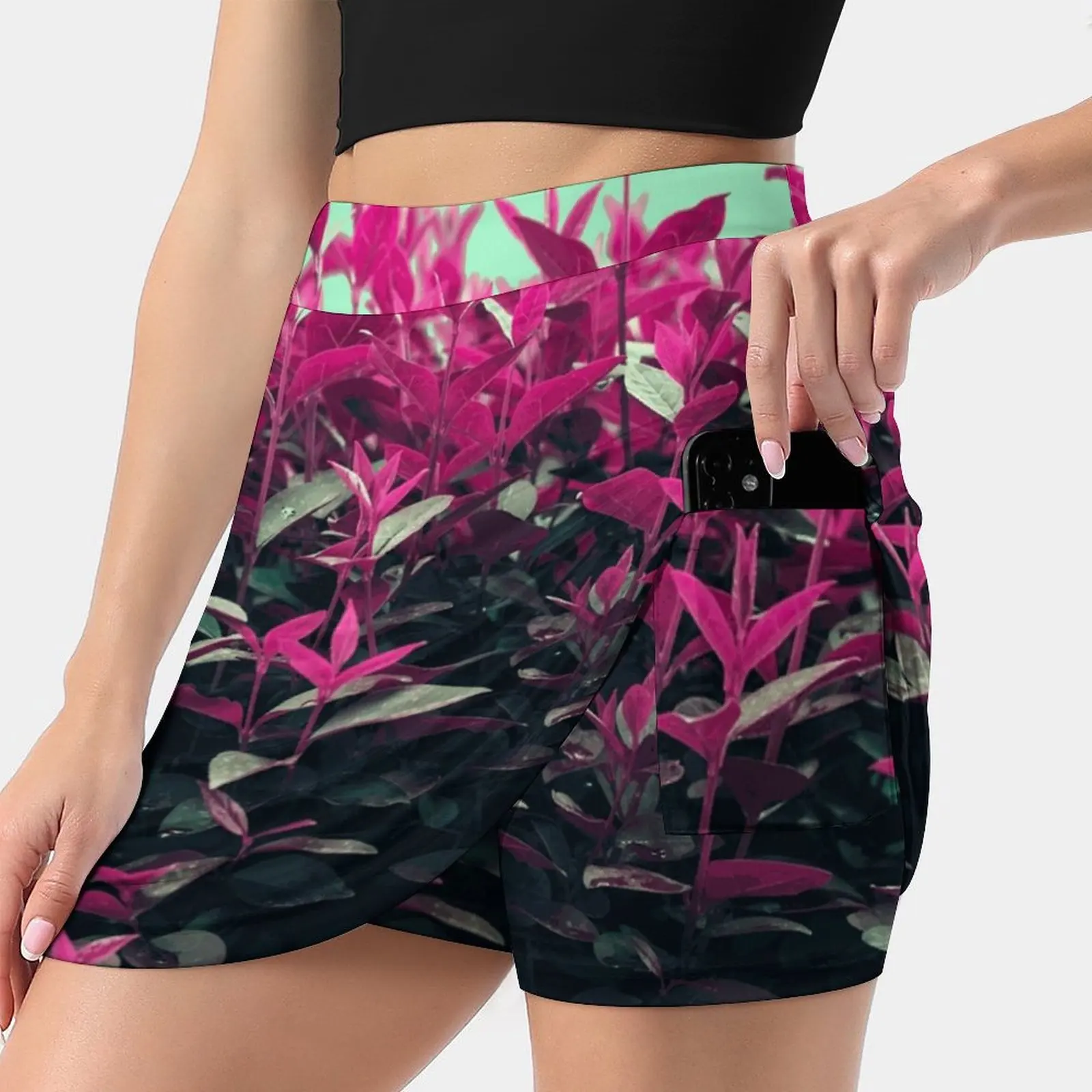 

Pink Spring Skirts Woman Fashion 2022 Pant Skirt Mini Skirts Office Short Skirt Pink Spring Floral Leaves Cyan Blue Nature