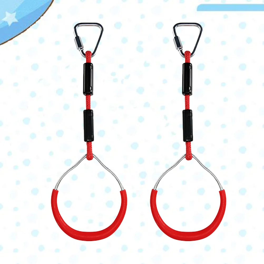 

2pcs Red Gymnastic Rings Outdoor Backyard Play Sets Playground Swing Bar Rings Monkey Rings Obstacle Rings Climbing Rings for