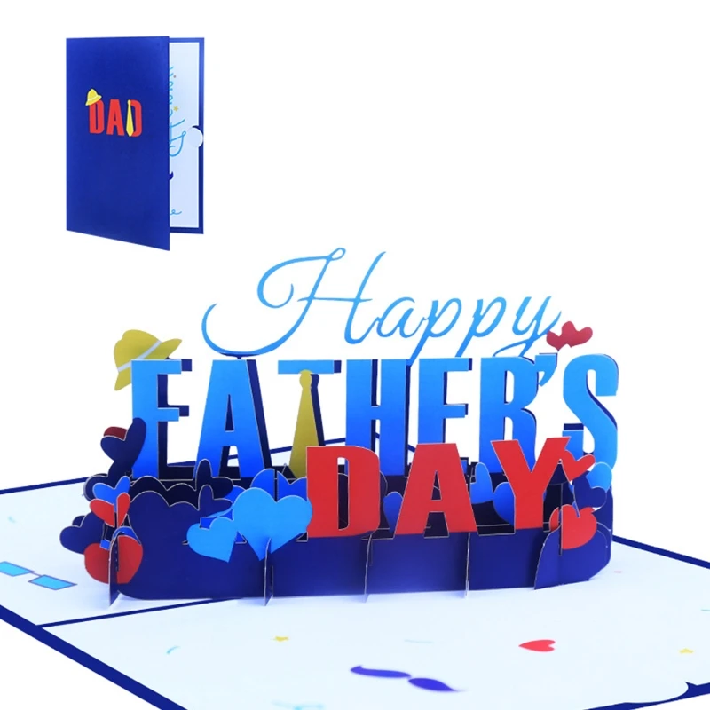 

Happy Father's Day 3D Pop Up Card Greeting Cards Blessing Message Card for Dad Son Husband Birthday Festival Gift Supplies