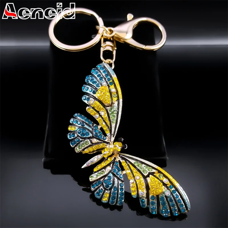

Exquisite Butterfly Key Chain for Women Alloy Rhinestone Insect Key Ring Bag Accessories Jewelry llaveros para mujer K9434S04