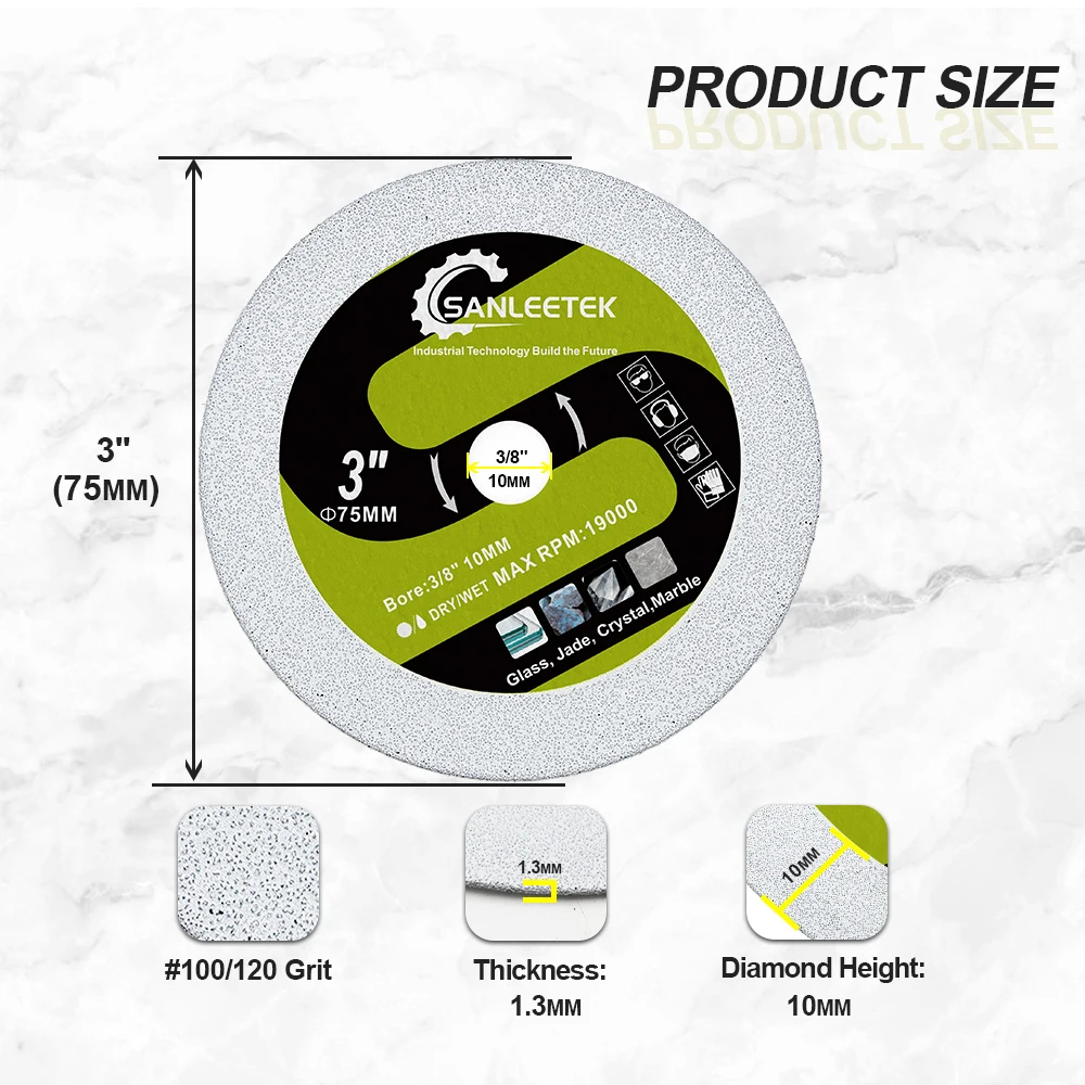 

SANLEETEK 75 мм мини-набор отрезных дисков 3-дюймовый набор дисков для пилы по дереву для резки керамической плитки, стекла, дерева, мрамора, бетона, деревообрабатывающий набор
