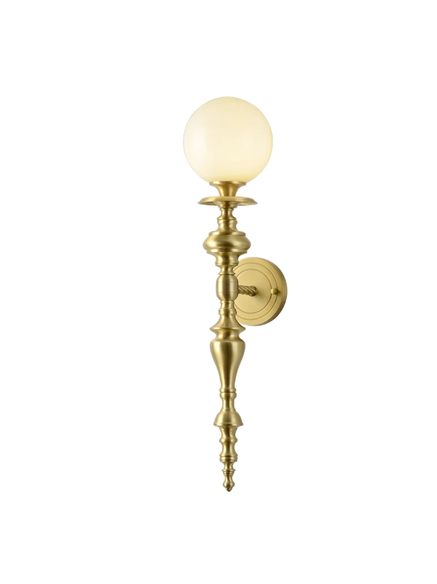 

French gold glass ball bracket wall lamps living room background light retro aisle bedside brass decor sconces lights lighting