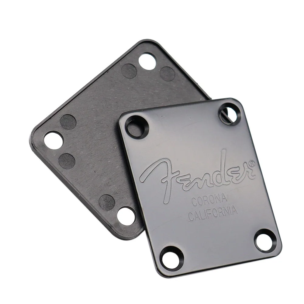 

Black Guitar Neck Plate Standard 4 Holes with Screws for ST TL Electric Guitar Jazz Bass with Logo