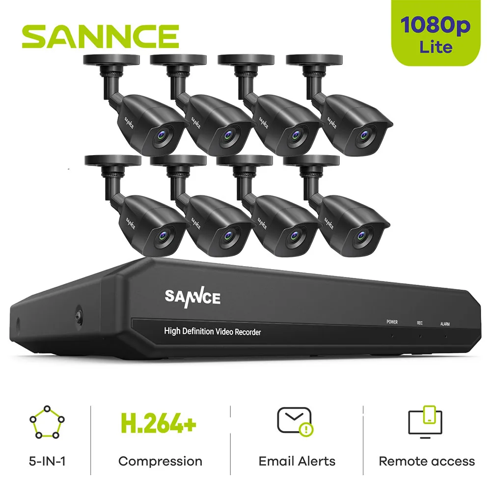 

Система видеонаблюдения SANNCE, 8 каналов, 1080P Lite, DVR 5 в 1, 8X, 1080P