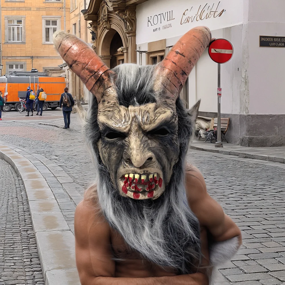 1 шт. рогатый монстр демон Люцифер маска ужасов латексные маски анфас косплей