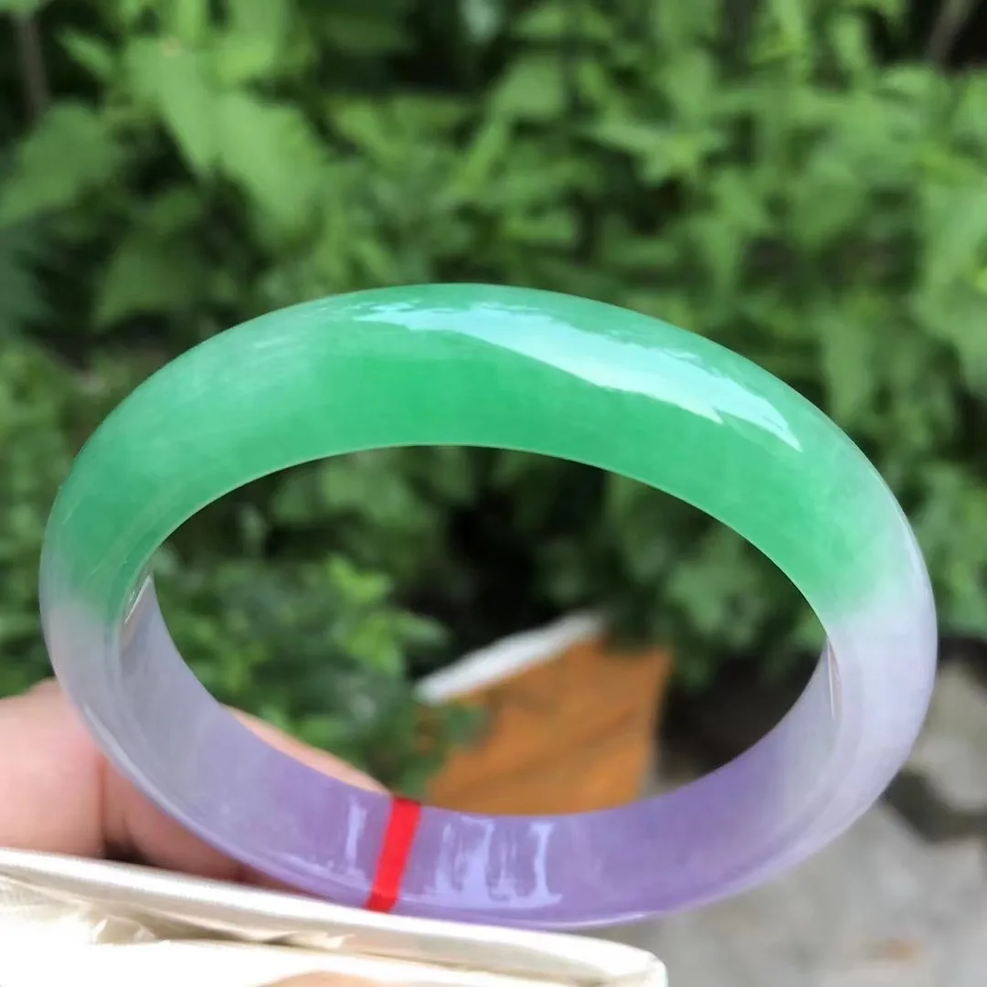 

Natural Myanmar jadeite bangle flat bar real jadeite bangle natural green jade stone for woman temperament bracelets 59.5mm 245