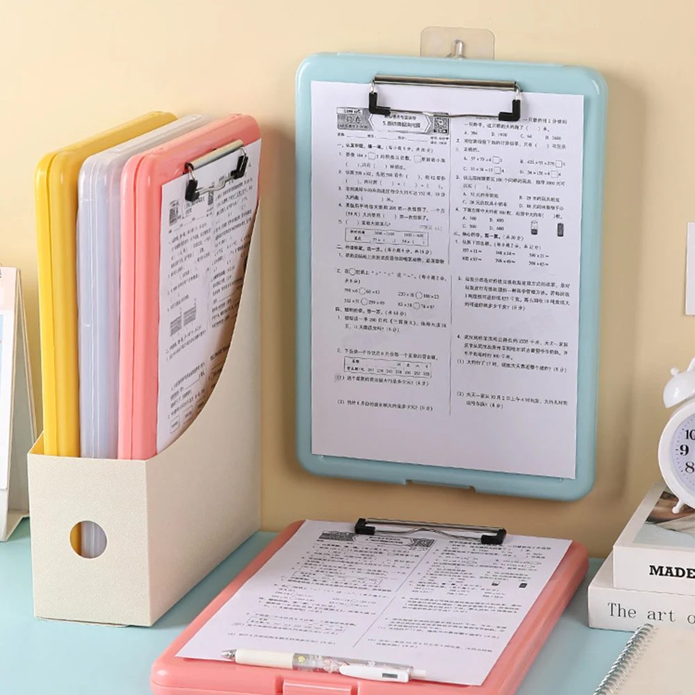 

A4 Plastic Clipboard with File Box Case Document File Folders Clipboard Writing Pad With Storage For Paperwork Nurse Stationery