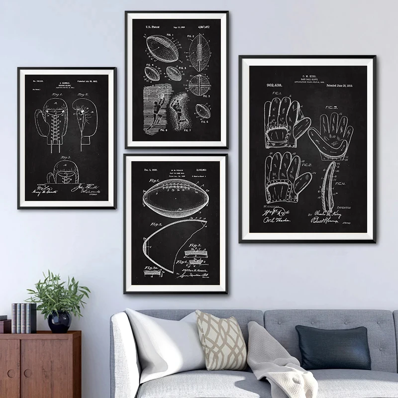 Винтажные запатентованные спортивные плакаты бейсбольные воланчики боксерские