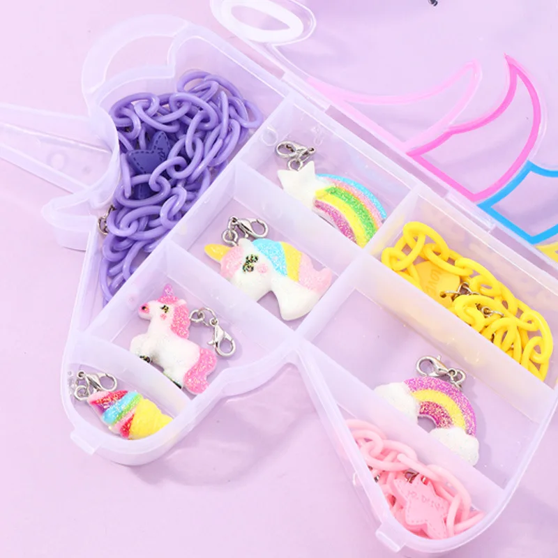 

Kids Girls DIY Cute Rainbow Resin Acrylic Chains Unicorn Ice Cream Pendant Charms Bracelet Bangles Girls Christmas DIY Jewelry