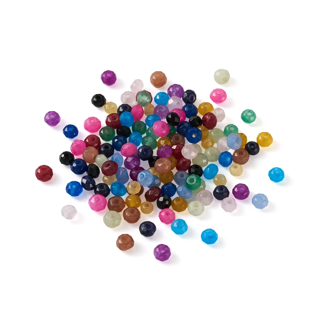 

490Pcs Imitation Jade Glass Beads Faceted Rondelle Colored Tiny Loose Beadwork for DIY Bracelet Necklace Earrings Jewelry Making