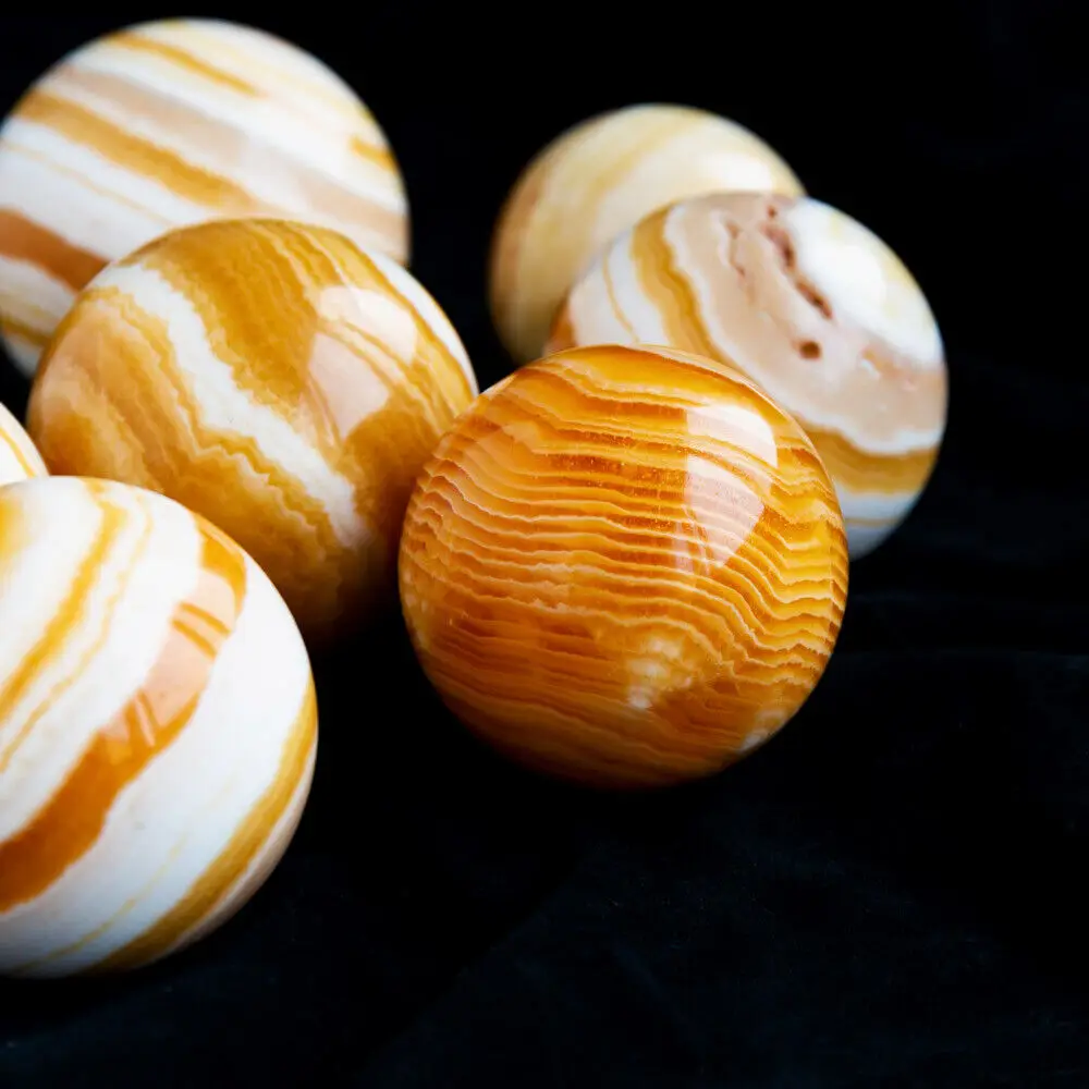 

Натуральный оранжевый кальцит Сфера кристалл красивый золотой стенит камень кварц шарик 5-7 мм