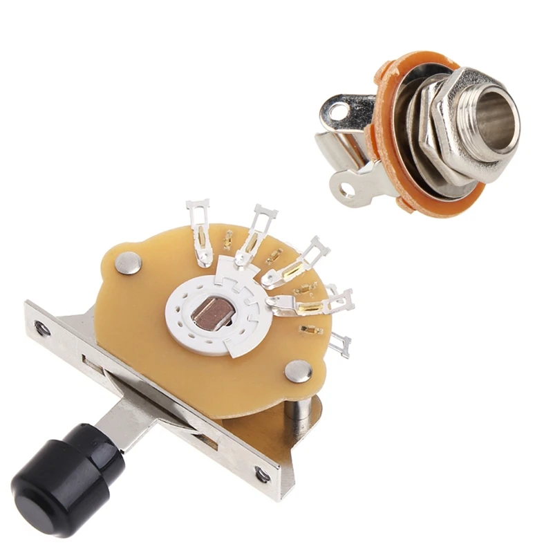 Качественные трехпозиционные рычаги селектора звукоснимателей с гнездом для гитарного джека входа-выхода Switchcraft 1/4 6.35мм 2-проводное моношасси.