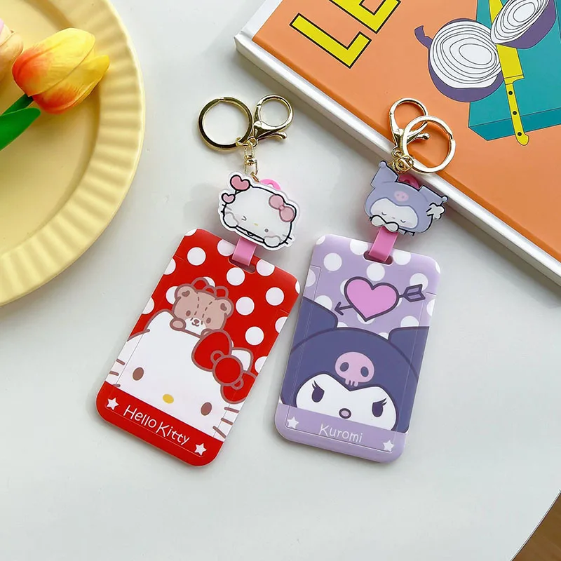 

Anime Sanrio Card Holder Kuromi Accessories Cute Kawaii Meal Card Access Card School Bag Pendant Expandable Toys for Girls Gift