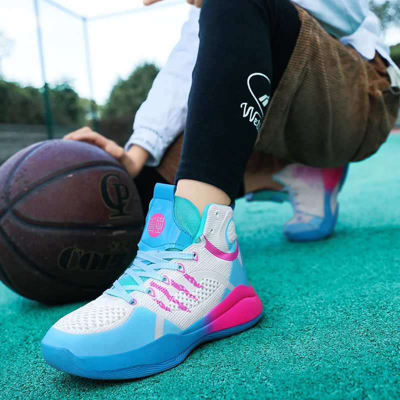 High Top Autumn Winter Children's Basketball Shoes 2022 Girls Shoes Kids Basketball Sneakers Outdoor Lace Up Running Shoes 31-40