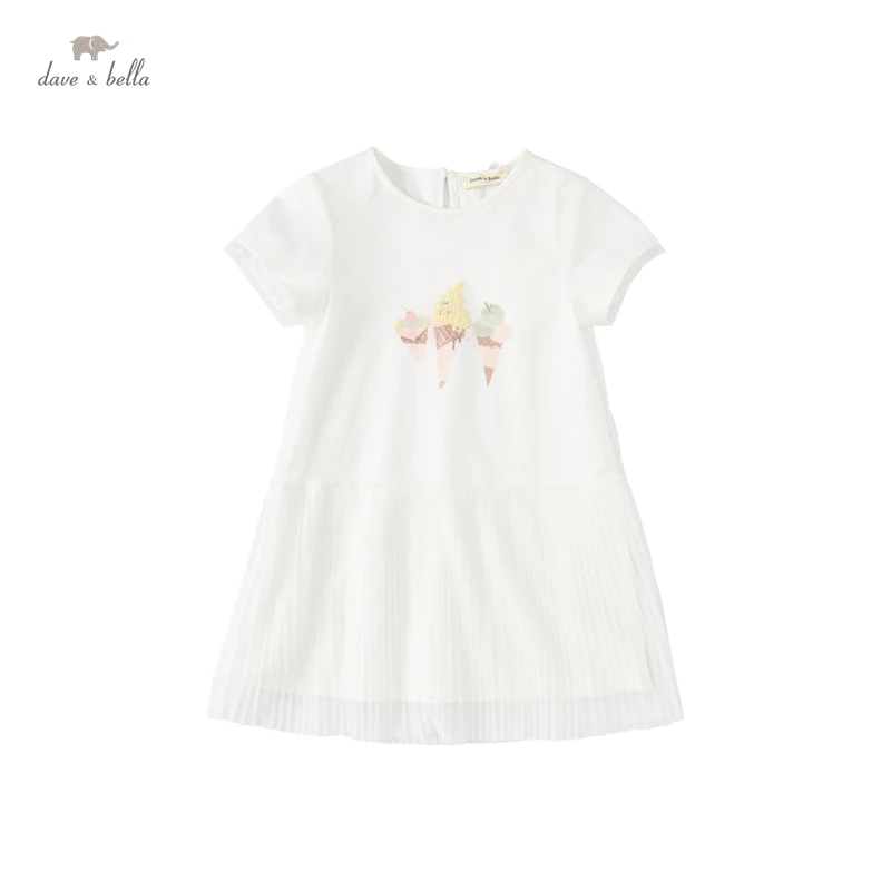 

DK2221406 dave bella summer girl's 5Y-13Y fashion cartoon solid dress children sweet boutiques dress kids infant lolita clothes