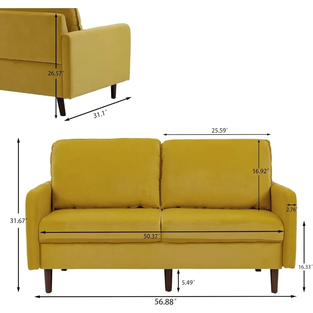 Фото L Диван с 2 сиденьями с подлокотником, мягкое сиденье Love Seat, бархатные 2-местные диваны для гостиной, диван с 2 сиденьями №4