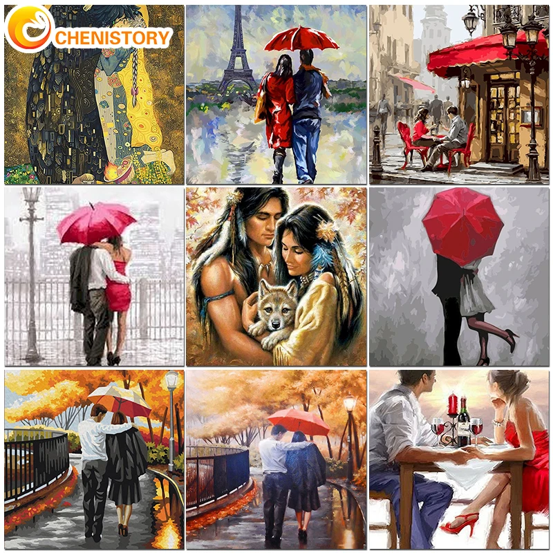 

CHENISTORY Street Oil Diy Painting By Numbers Abstract Couples Pictures Coloring On Canvas Home Decor Acrylic Paint Wall Adults