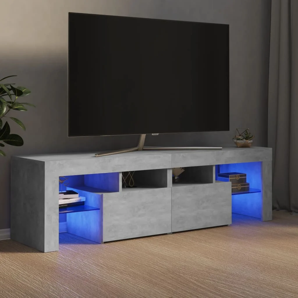 

TV Stand with LED Lights , Chipboard TV Cabinets, TV Table, TV Units for Living Room Concrete Grey 140x35x40 cm