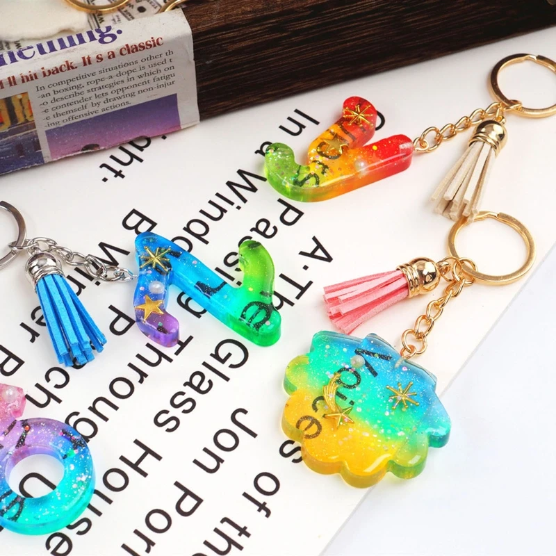 

95AB Heart Star Alphabet Crystal Epoxy Mold Capital Letter Molds Mirror Handmade Pendant Creative Jewelry Making Mould DIY