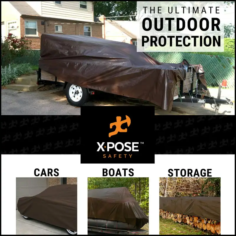 

Super Heavy Duty 16 Mil Brown Poly Tarp Cover - Thick, Waterproof, UV Resistant, Rip and Tear Proof, Rot Proof Tarpaulin with Gr