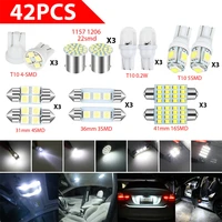 42pcs car led light kit t10 double tip dc 12v white 6000k interior map dome reading lamps trunk license plate bulb replacement