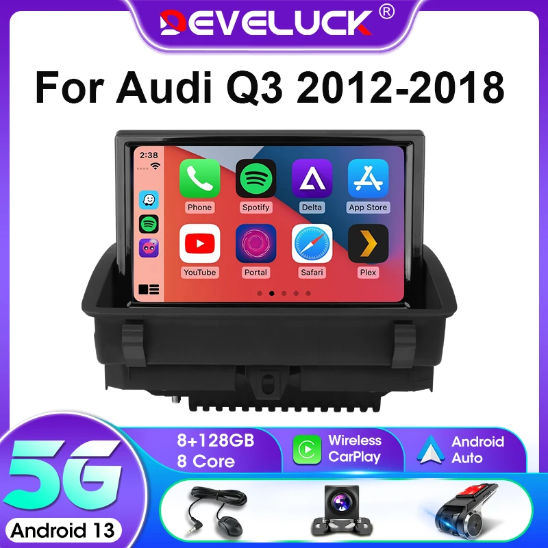 

Develuck Android 12 8 Inch Touch Screen Car Stereo For Audi Q3 2012-2018 BT WIFI 4G GPS Navi Wirless Carplay Auto Radio Player